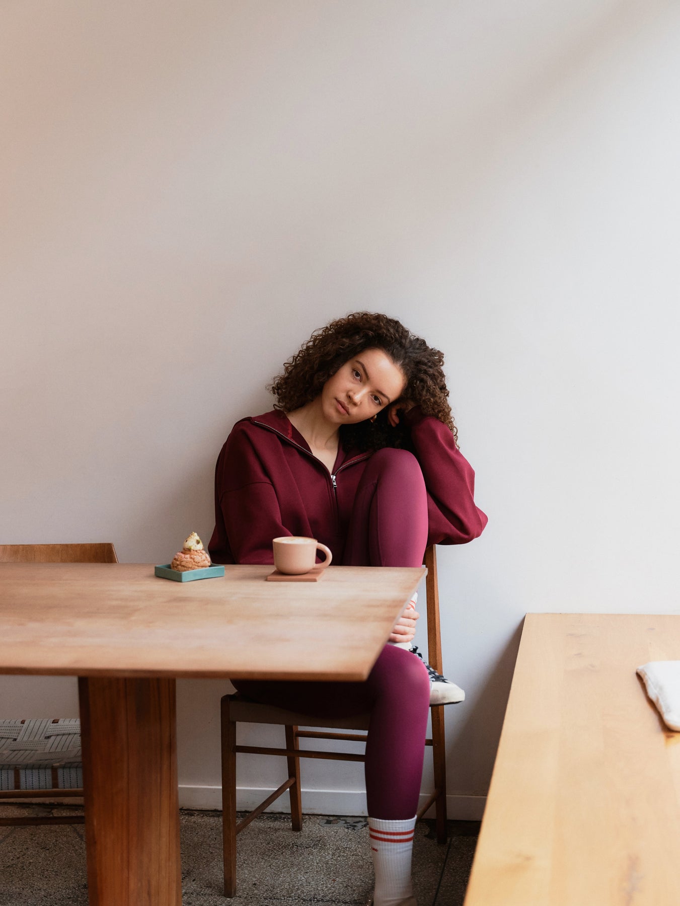 Luna Twist yoga top, Burgundy