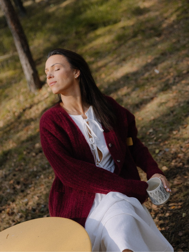 Sukienka midi Calma, Ecru