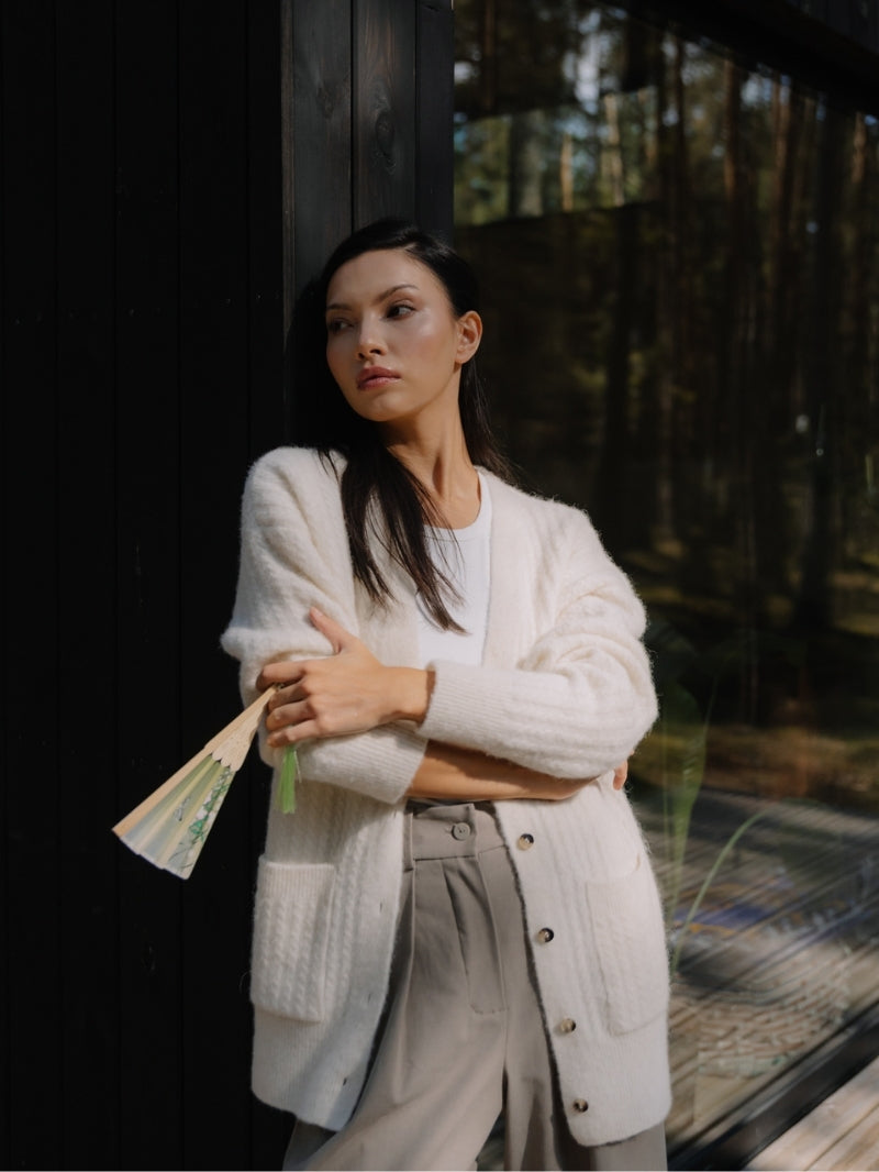 Ultra miękki sweter z wełną merino Yasumi, Vanilla Cloud