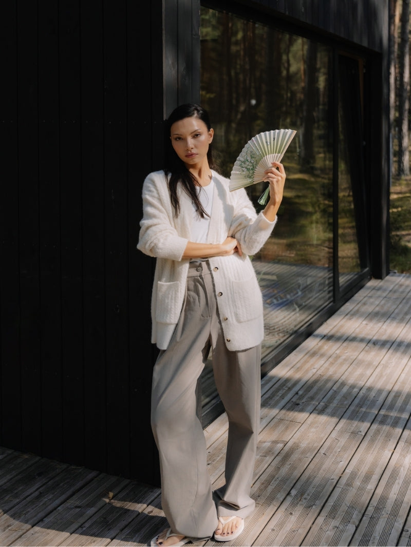 Ultra miękki sweter z wełną merino Yasumi, Vanilla Cloud