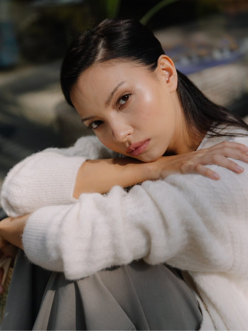 Ultra miękki sweter z wełną merino Yasumi, Vanilla Cloud