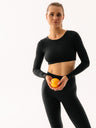 Czarny crop top z długim rękawem