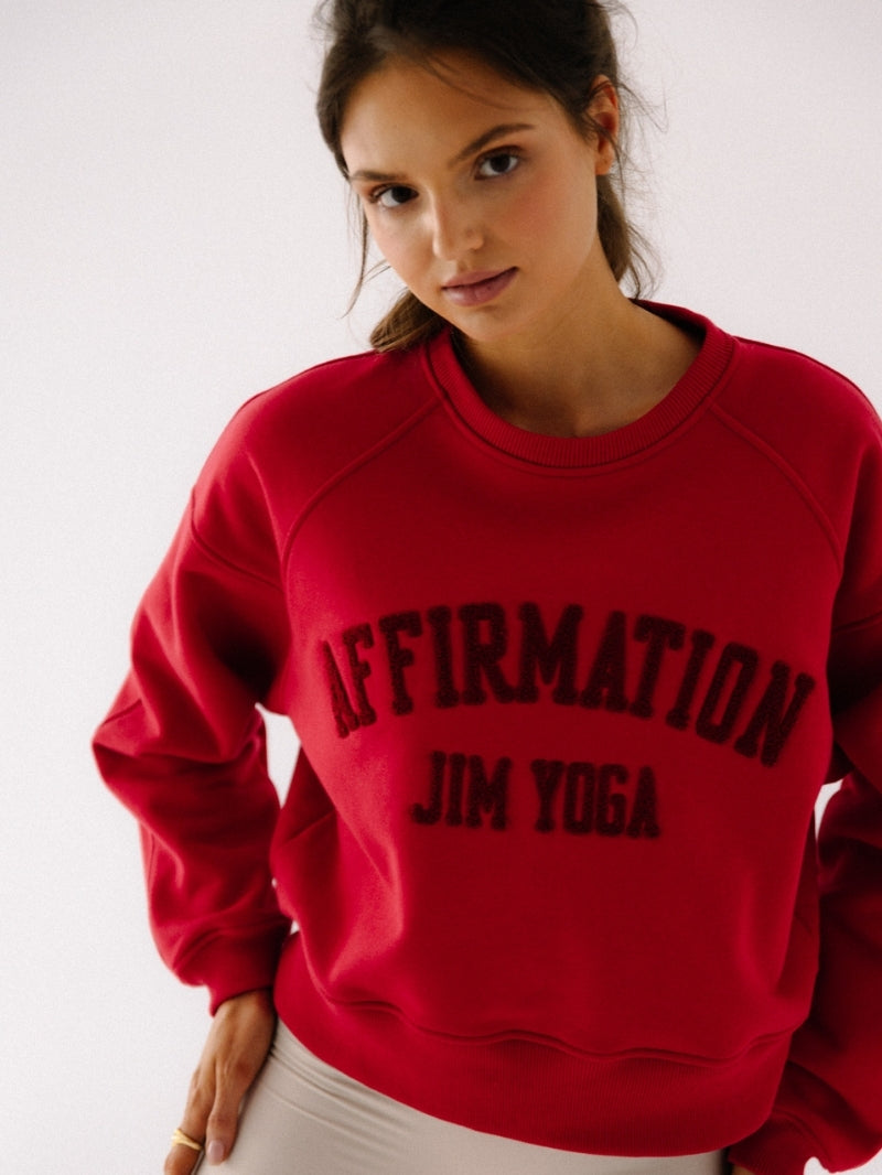 Szeroka, czerwona bluza oversize z serii Classic z haftem