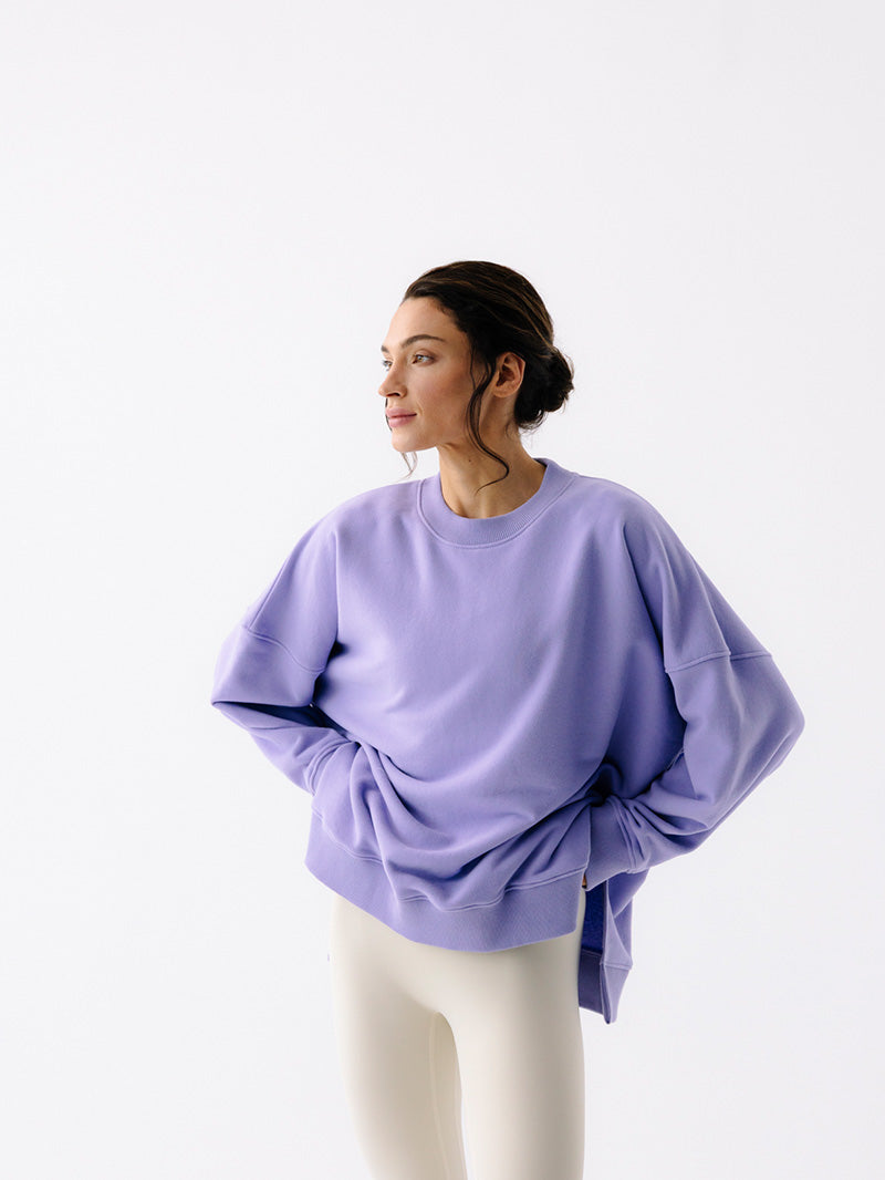 Damska fioletowa, luźna bawełniana bluza oversize KIND