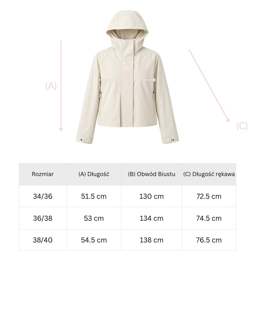 JOYINME tabela rozmiarów ridge-shell-cream