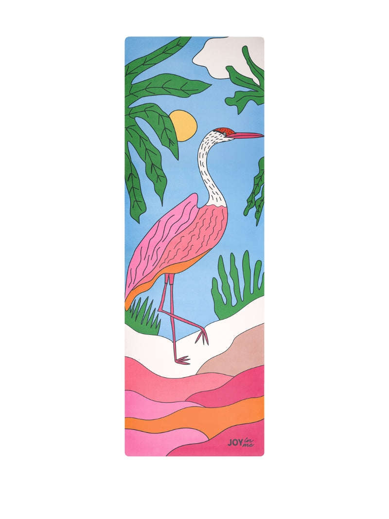 Kolorowa kauczukowa mata do ćwiczeń z wzorem czapli - JOYINME x Ewa Konstantynowicz Goss