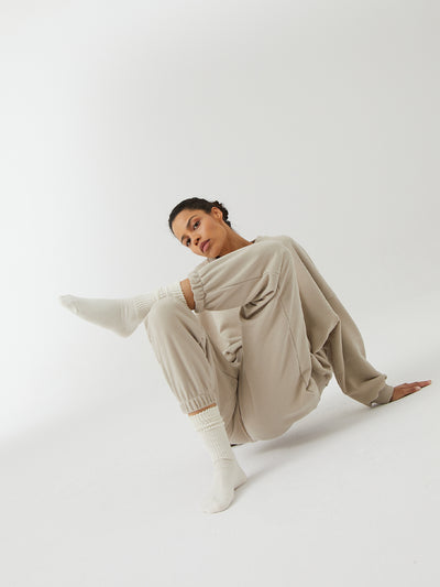 Miękkie, kremowe bawełniane skarpetki damskie