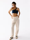 Kremowe bawełniane spodnie dresowe damskie Evolve