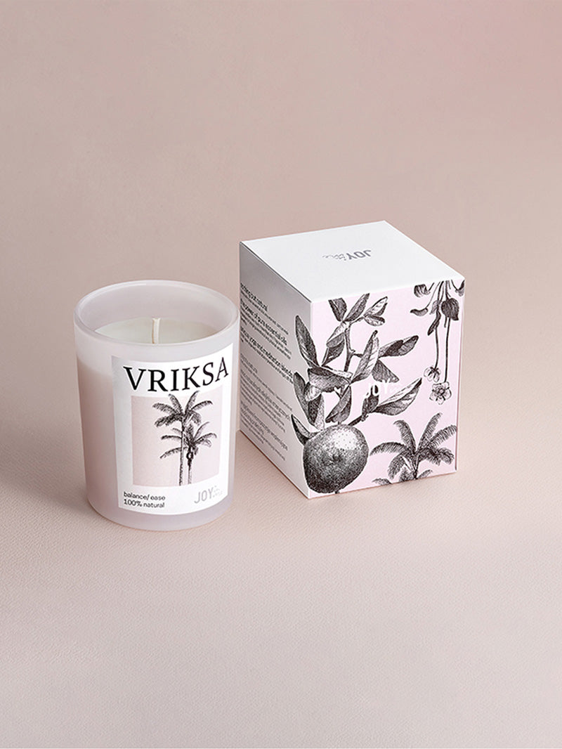 naturalna sojowa świeca do medytacji Vriksa - świeca z opakowaniem