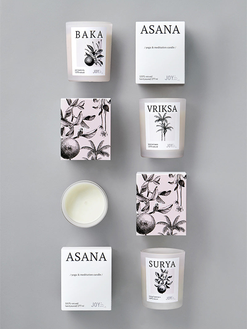 naturalna sojowa świeca do medytacji Vriksa - zestaw świec do asan