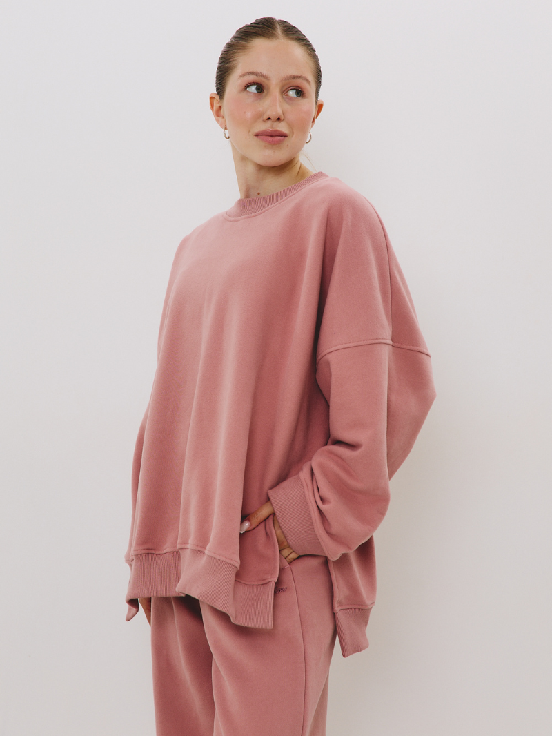 Różowa bluza oversize z nadrukiem Kind – JOYINME