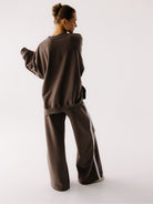 Brązowa, luźna bawełniana bluza oversize Kind - damski set ze spodniami