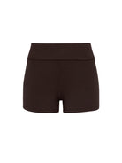Brązowe szorty damskie loungewear z prąkowanego materiału z wysokim elastycznym pasem Pure Comfort
