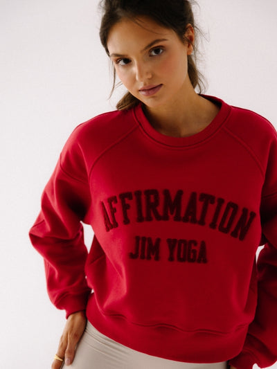 Szeroka, czerwona bluza oversize z serii Classic z haftem