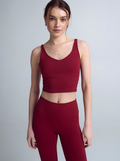 Damski bordowy crop top do ćwiczeń i jogi Grace