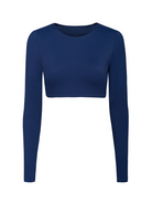 Granatowy crop top sportowy z długim rękawem Core