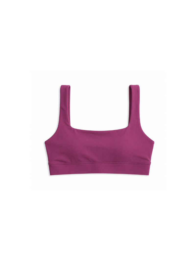 Różowy crop top sportowy z kwadratowym dekoltem od JOYINME